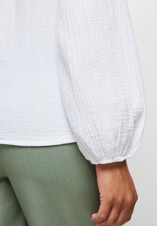 edit - Double cloth balloon sleeve blouse - milk