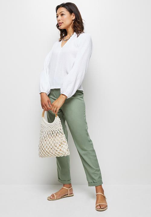 edit - Double cloth balloon sleeve blouse - milk
