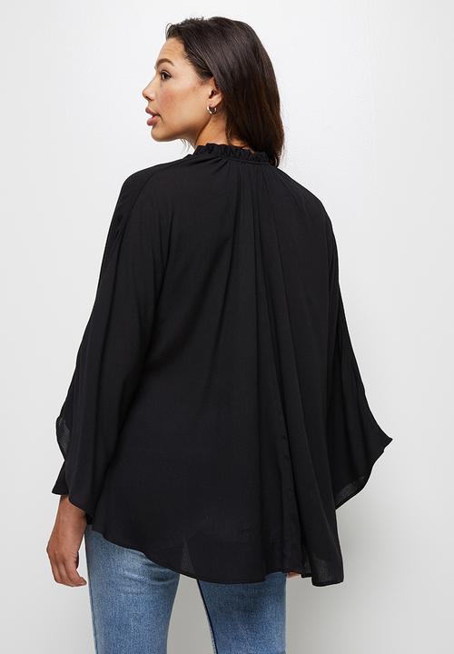 MILLA - Woven cape sleeve blouse - black