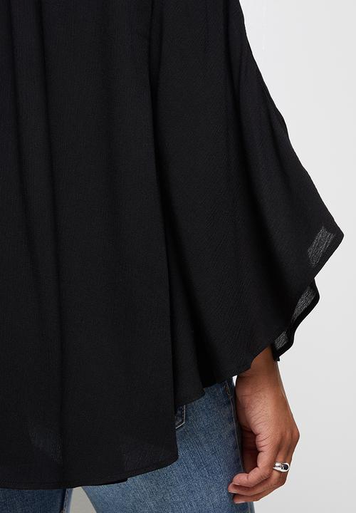 MILLA - Woven cape sleeve blouse - black