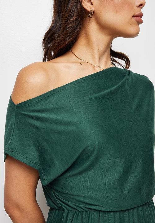 MILLA - Brushed knit slash neck midi dress - sea moss
