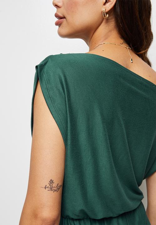 MILLA - Brushed knit slash neck midi dress - sea moss
