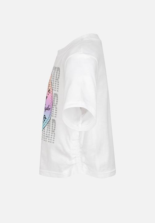Converse - Cnvg short sleeve ruched knit top - white