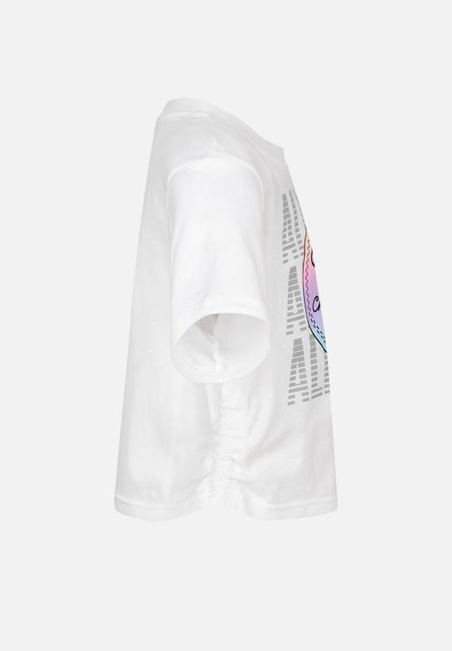 Converse - Cnvg short sleeve ruched knit top - white