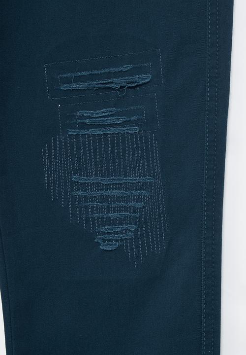 SOVIET - B morata fashion chino with rips - navy