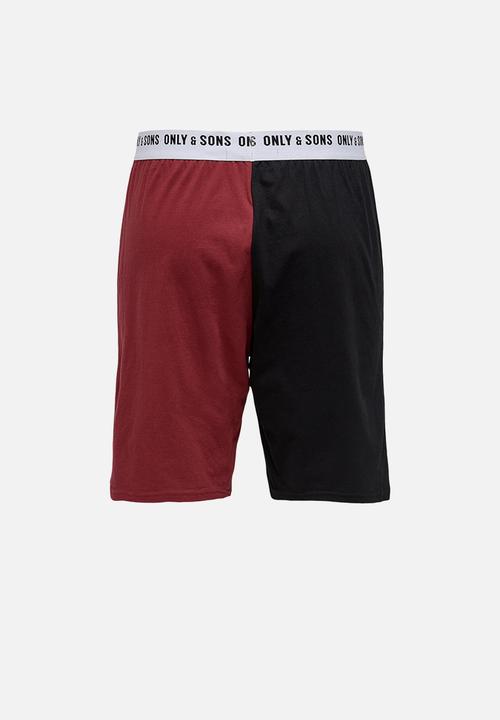 Only & Sons - Onsanton lounge block shorts - black & red