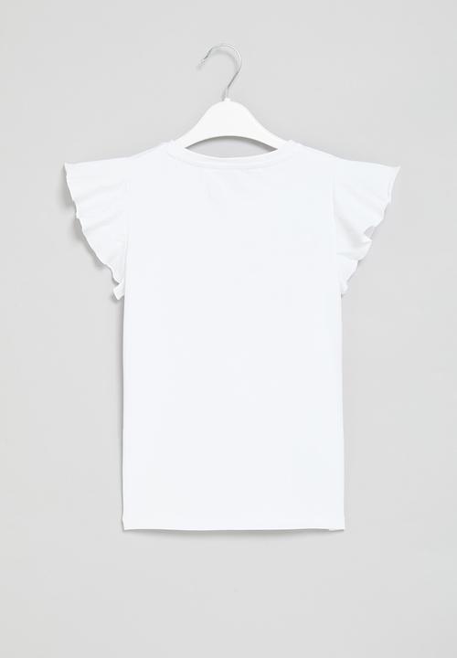 SISSY BOY - Pima flutter sleeve top - white