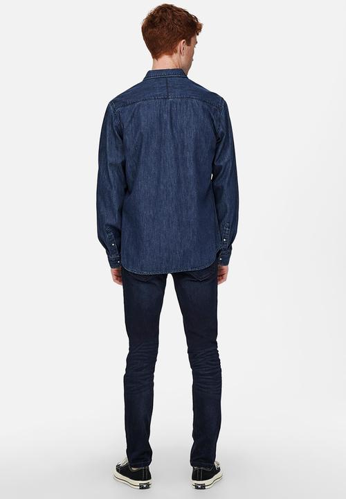 Only & Sons - Matter denim shirt - blue