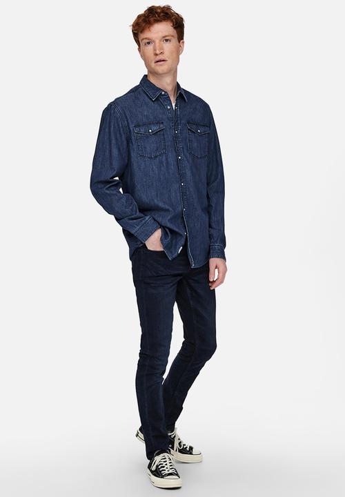 Only & Sons - Matter denim shirt - blue