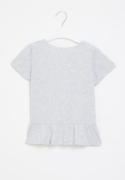 Pop Candy - Girls kitty ruffle tee - grey