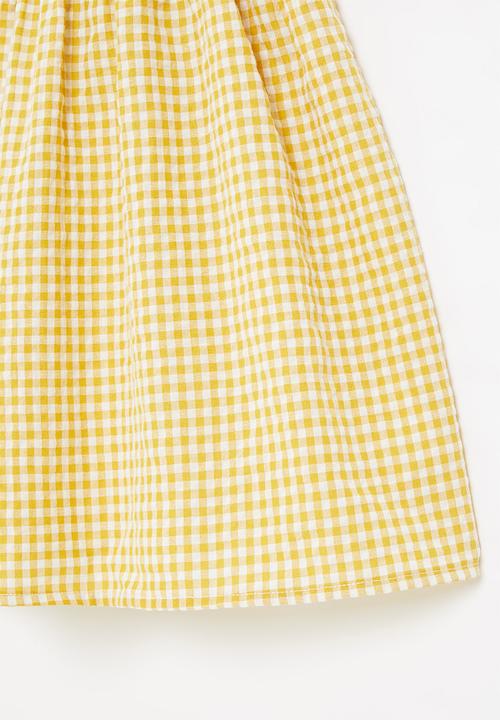 Pop Candy - Girls check dress - yellow & white