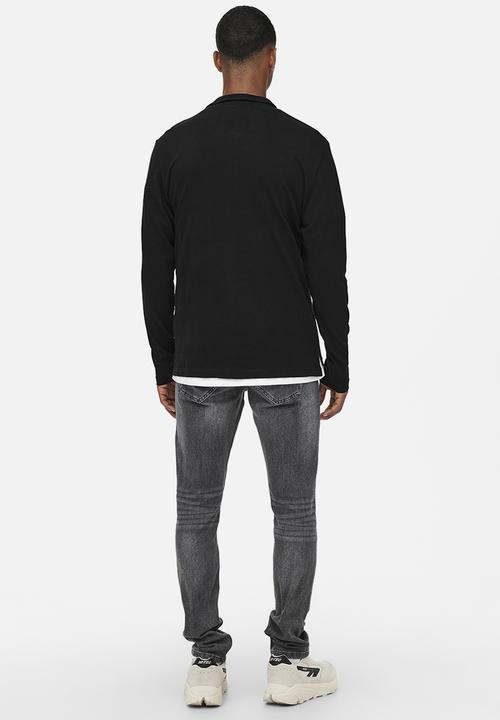 Only & Sons - Volker reg pocket quarter zip tee - black
