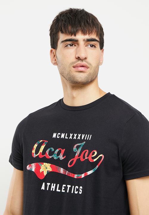 Aca Joe - Floral logo printed tee - black