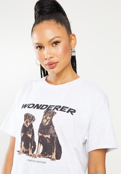 Missguided - Wonderer dog oversized tee - grey marle 