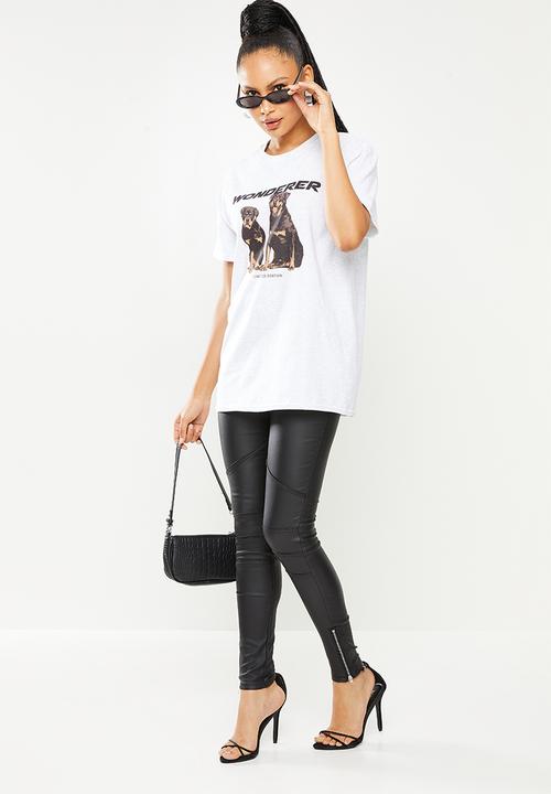 Missguided - Wonderer dog oversized tee - grey marle 