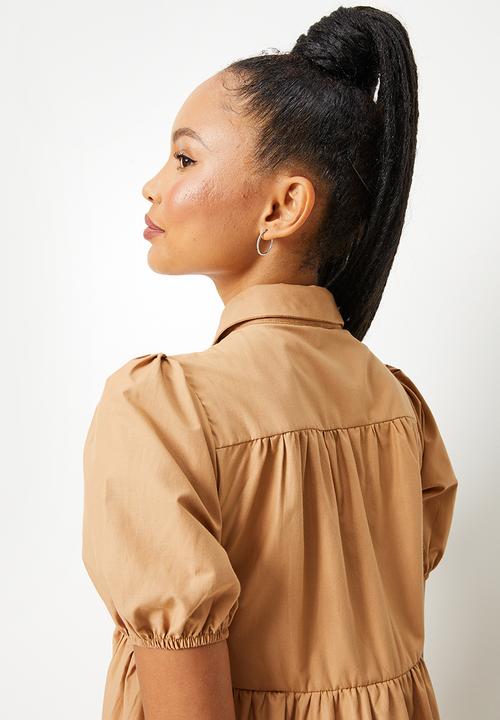 Blake - Tiered shirt dress - stone
