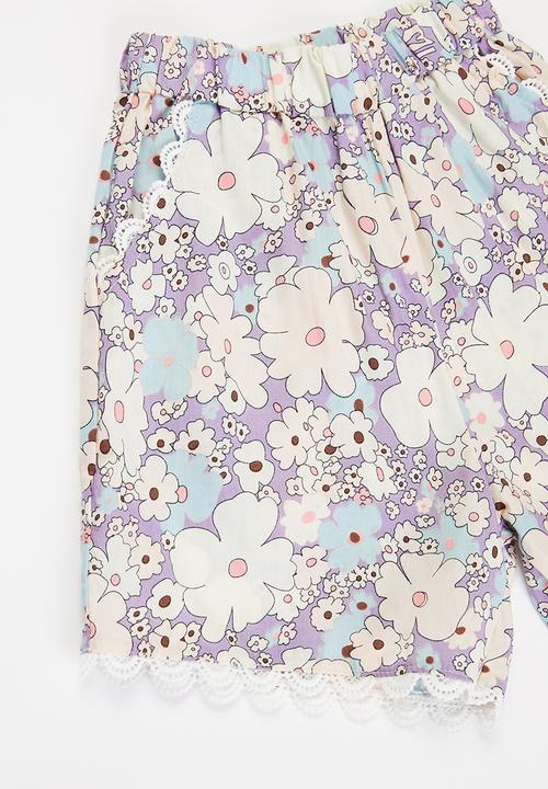 Pop Candy - Girls floral top & shorts set - purple