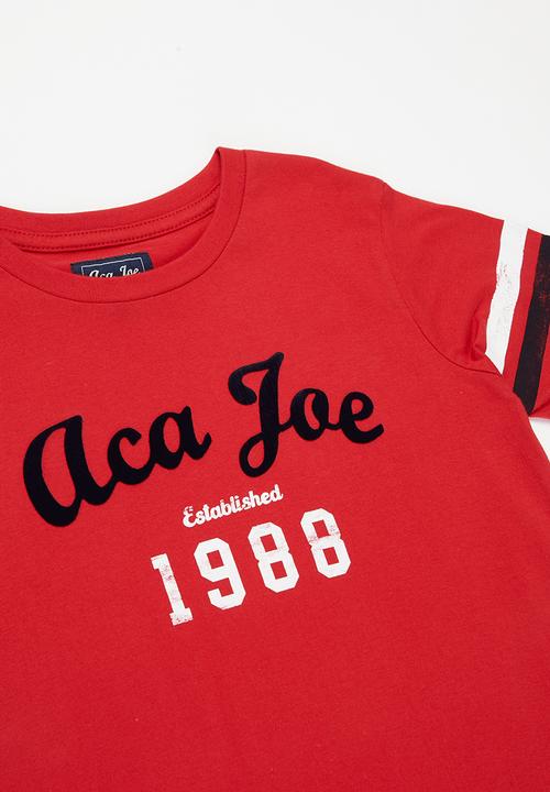 Aca Joe - Boys aca joe flock & distressed print t-shirt - racing red