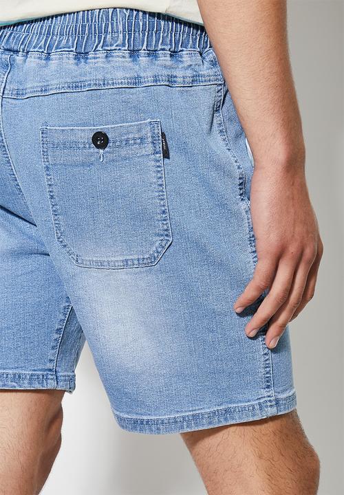 Superbalist - Deco denim elasticated short - light blue