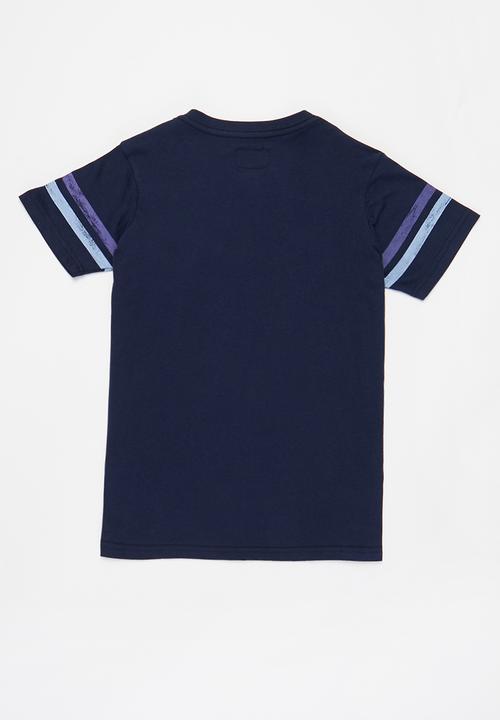 Aca Joe - Boys aca joe flock & distressed print t-shirt - estate blue