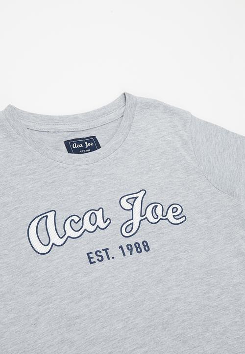 Aca Joe - Boys aca joe emb velt t-shirt - grey mel