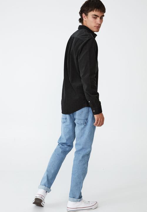 Cotton On - Camden long sleeve shirt - washed black cord