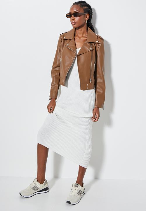 Superbalist - Faux Leather look biker jacket - mocha