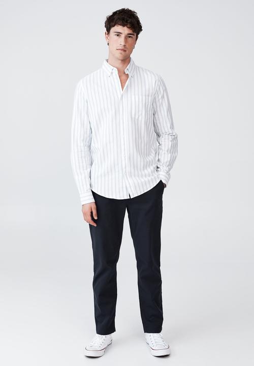 Cotton On - Mayfair long sleeve shirt - bold blue stripe