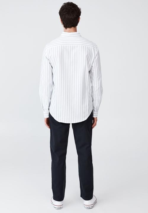 Cotton On - Mayfair long sleeve shirt - bold blue stripe
