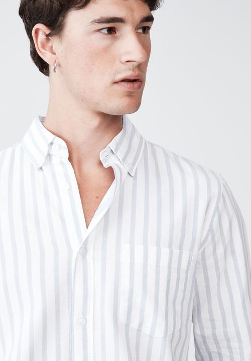 Cotton On - Mayfair long sleeve shirt - bold blue stripe
