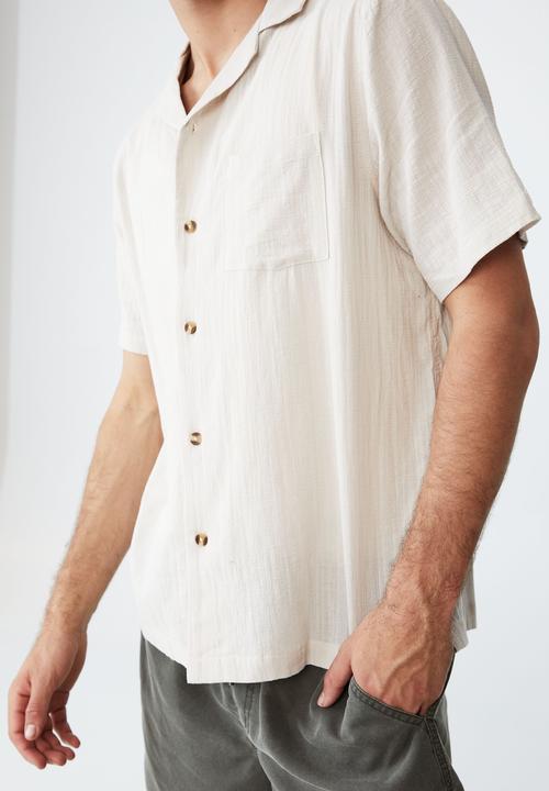 Cotton On - Riviera short sleeve shirt - light taupe
