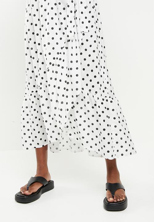 Me&B - Wrap frill dress - black and white spot