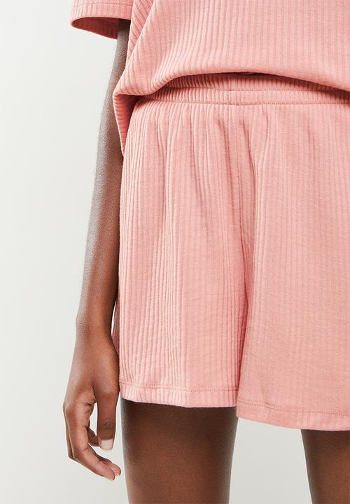 Superbalist - Rib tee and shorts set - dusty pink