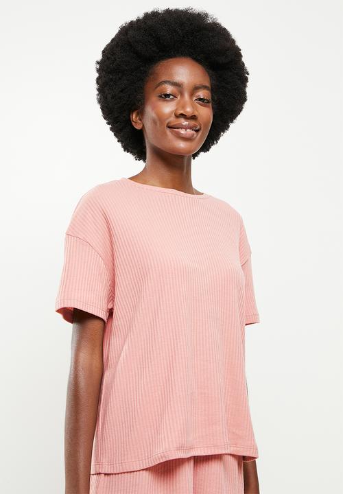 Superbalist - Rib tee and shorts set - dusty pink