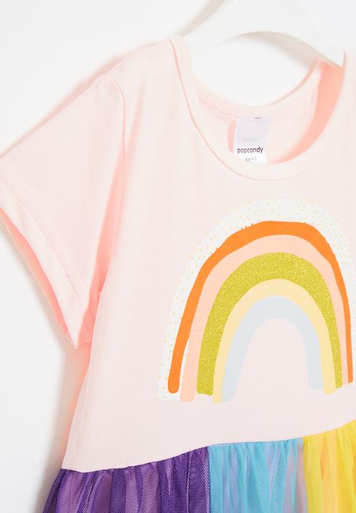 Pop Candy - Girls rainbow dress with mesh - multi 