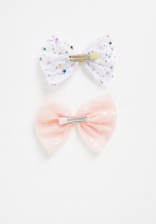 Pop Candy - 2 Pack bows - pink & white