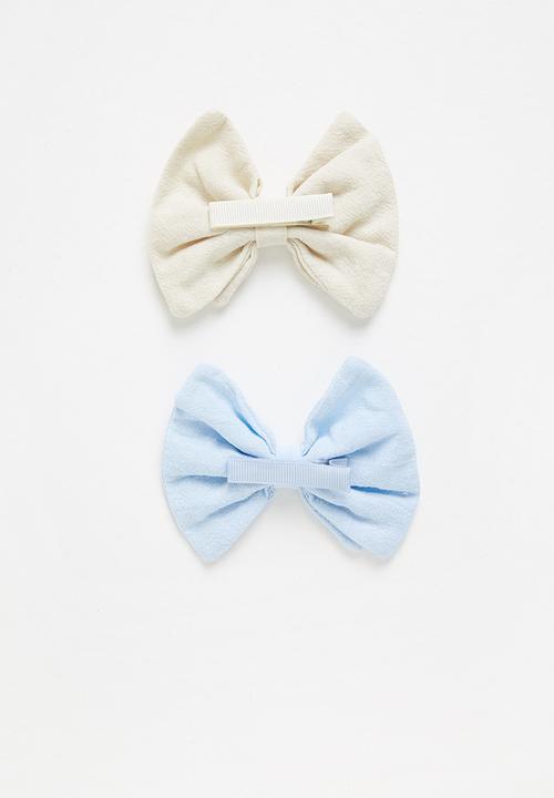 Pop Candy - 2 Pack bows - white & blue