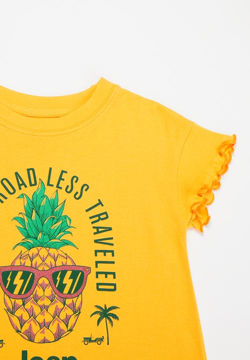 JEEP - Girls ruffled sleeve short sleeve tee - yellow