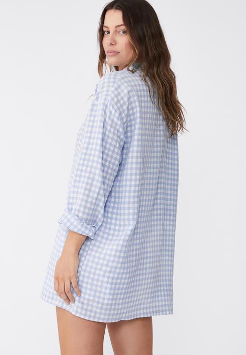 Cotton On - Louis gingham shirt - blue & white 