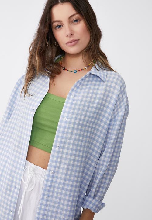 Cotton On - Louis gingham shirt - blue & white 