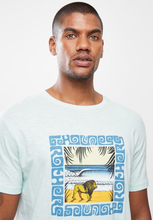 Holmes Bro's - Beach lion ss tee - sky slub
