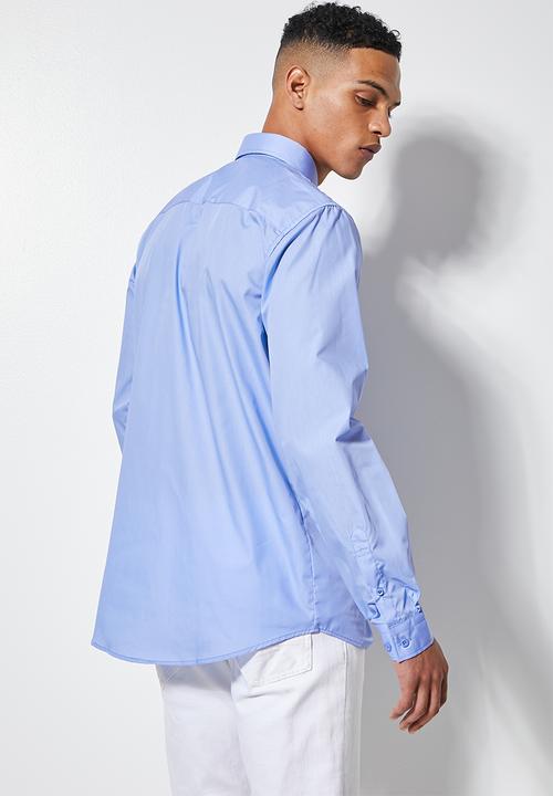 Superbalist - Easy care regular fit shirt - mid blue