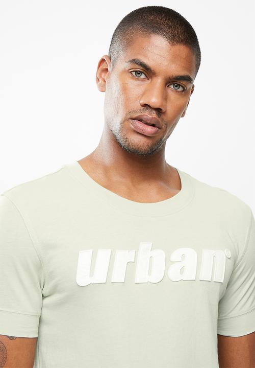 urban° - Urban oversized logo print short sleeve tee - light sage