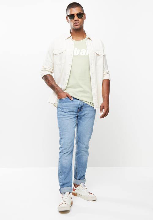 urban° - Urban oversized logo print short sleeve tee - light sage