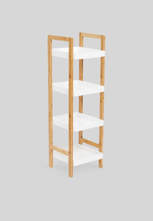 Bathroom Solutions - Bathroom rack 4 shelves - white & natural