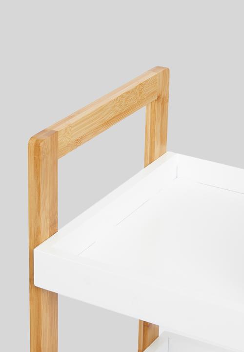 Bathroom Solutions - Bathroom rack 4 shelves - white & natural