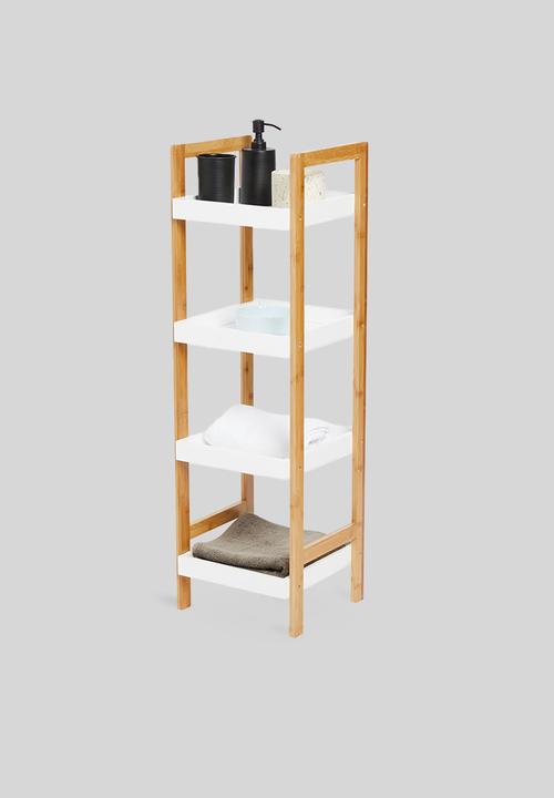 Bathroom Solutions - Bathroom rack 4 shelves - white & natural