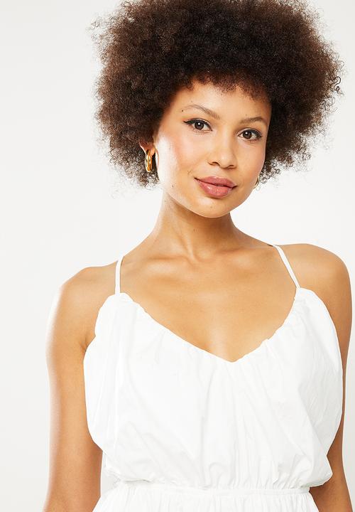 Missguided - Cami strap cross back poplin dress - white