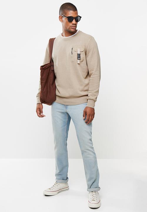 Brave Soul - Kravitz utility sweater - stone