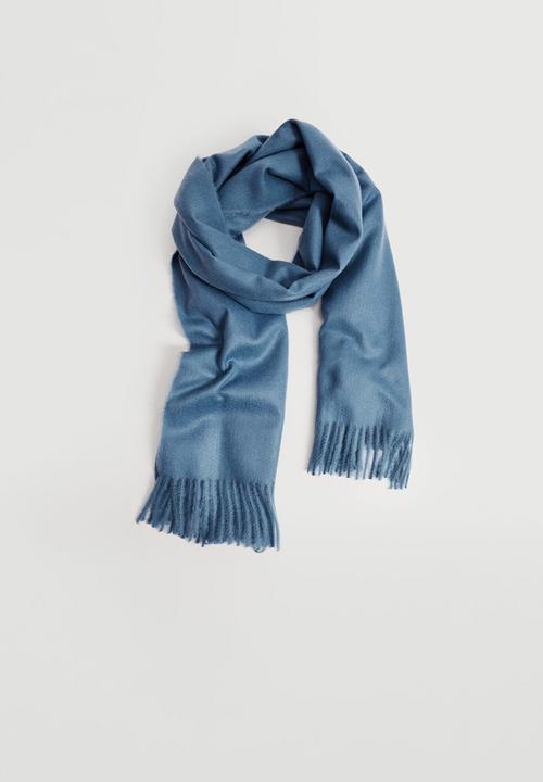 MANGO - Fringed edge scarf - china blue